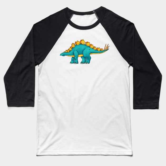 Stegosaurus Baseball T-Shirt by Rowena Aitken